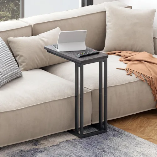 Miniatura 4 de Yusong - Mesa auxiliar en forma de C - Se desliza debajo del sofá, cama, mesa pequeña para espacios pequeños, delgada sobre la cama, mesa para café