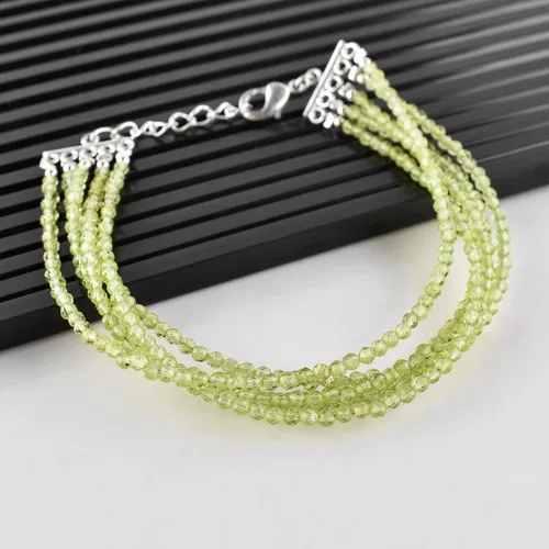 Miniatura 3 de Pulsera de piedras preciosas naturales, cuentas microfacetadas de 5 hebras, piedra energética, cristales curativos, chapado en plata, ajustable
