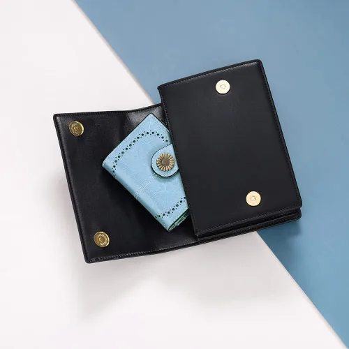 Miniatura 102 de SENDEFN - Billetera pequeña de piel auténtica para mujer, diseño plegable con ventana para tarjeta de identificación