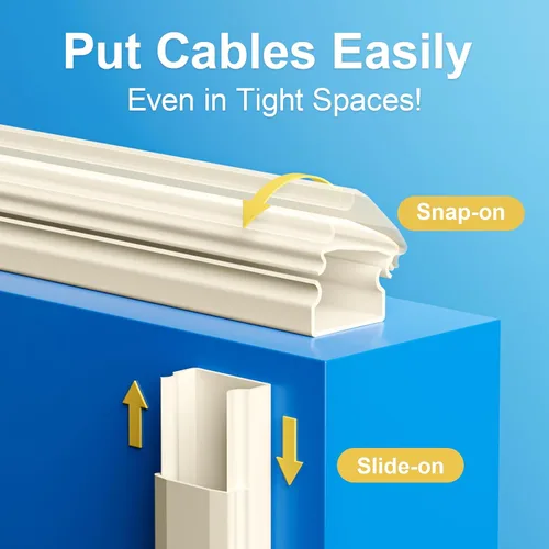 Miniatura 8 de Yecaye Ocultador de Cables de TV, 42 Pulgadas Ocultador de Cables Grande Beige, Cubiertas de Cables para 4 Cables, Ocultadores de Cables para TV