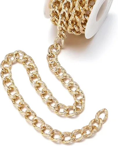 Miniatura 17 de N/C Cadenas de aluminio de 15 pies de eslabones de perlas de imitación, cadena de eslabones trenzados, cadenas de cable cruzado con colgante
