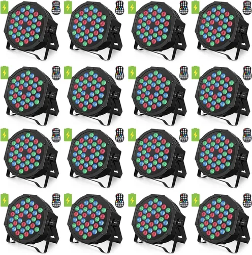 Miniatura 11 de HOLDLAMP Luces Par recargables de 36 W RGB alimentadas por batería, luces LED inalámbricas para DJ, activadas por sonido y control remoto para 1