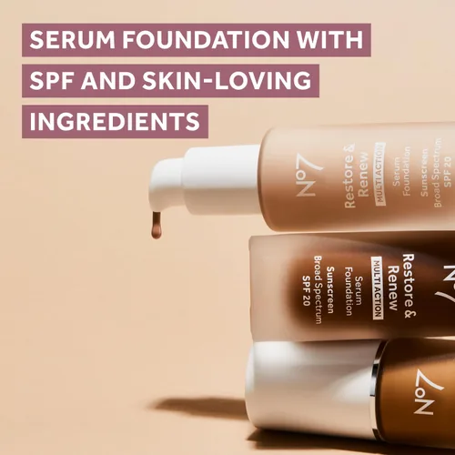 Miniatura 7 de No7 Restore & Renew Base de Suero de Acción Múltiple - Porcelana - Base Líquida de Maquillaje con Vitamina C, Vitamina E y Colágeno para el Rostro