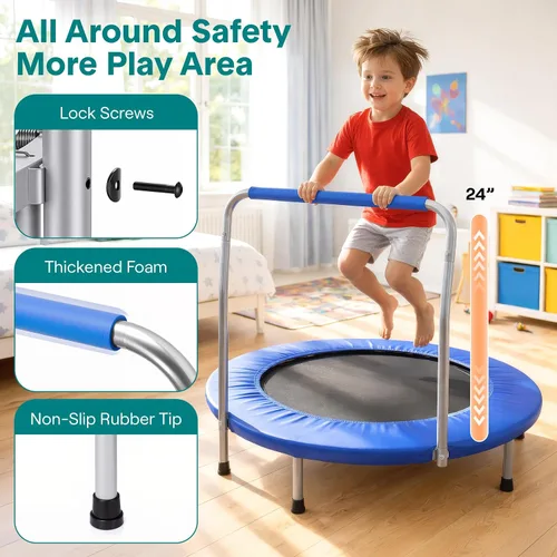 Miniatura 3 de SereneLife Mini trampolín plegable de 36 pulgadas para niños - Rebotador de fitness compacto con mango de espuma - Trampolín de ejercicio seguro