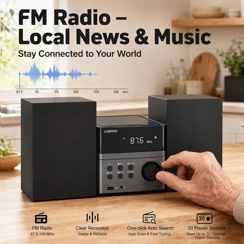 Miniatura 5 de Home CD Stereo Shelf System, 30W Micro HiFi System