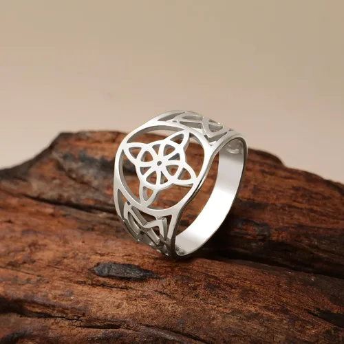Miniatura 24 de UNIFT Anillo de nudo de bruja para mujer, acero inoxidable, celta, cuaternario, Wicca, estilo geométrico, anillo de nudo de brujería, amuleto