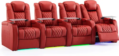 Miniatura 54 de Weilianda Asientos de Cine en Casa de Cuero de Grano Superior Silla Reclinable con Reposacabezas Eléctrico y Reclinación Asientos de Película Sofá