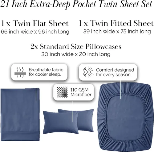 Miniatura 305 de Southshore Fine Living, Inc. Juego de 7 piezas de sábanas King divididas para cama ajustable, juego de sábanas King divididas con bolsillo de 21
