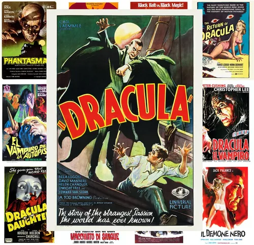 Mini carteles de película (13 carteles de 8 x 11 pulgadas) Vampiros Thriller Horror Drácula Pósters de película vintage Cubiertas de película de