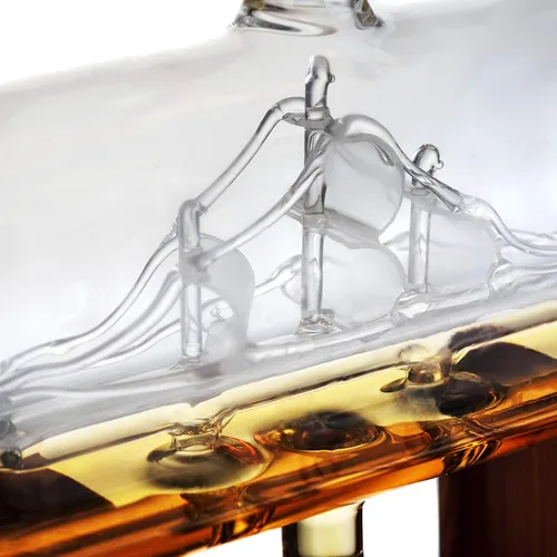 Miniatura 5 de The Wine Savant - Juego de decantador de whisky, dispensador de licor para bar en casa, cristal de cristal, barco de 42.3 fl oz y 2 vasos de whisky
