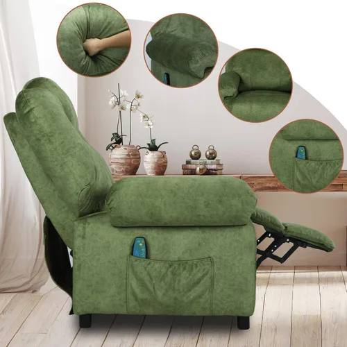 Miniatura 4 de Silla reclinable con respaldo para sala de estar, silla reclinable con calefacción de tela de mediados de siglo, silla reclinable pequeña con calor