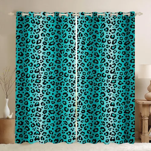 Miniatura 19 de Feelyou Cortinas opacas con estampado de leopardo de 30% a 50%, cortinas de oscurecimiento con estampado de guepardo para dormitorio, para niños