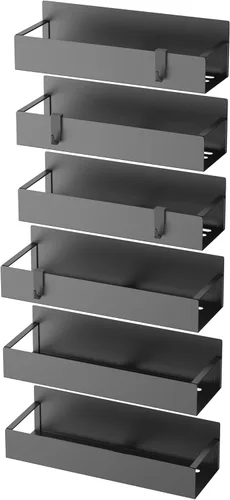 Miniatura 5 de HuggieGems Paquete de 6 organizadores magnéticos de almacenamiento de especias para refrigerador y horno, organizadores negros para nevera