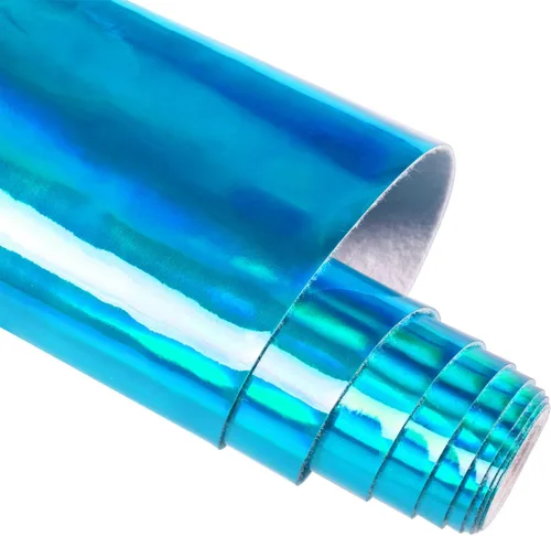 Miniatura 11 de HGUAN Tela de vinilo holográfica de 12 x 53 pulgadas, 1 rollo de hojas de piel sintética son adecuadas para lazos, aretes de cuero y otros artículos