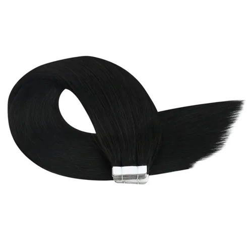 Miniatura 9 de Ugeat Extensiones de cabello humano con cinta invisible, extensiones de cabello negro con cinta, extensiones de cabello humano negro azabache