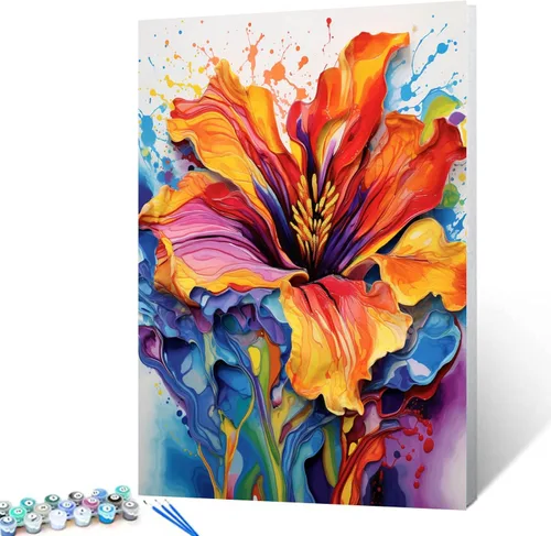 Miniatura 13 de Pintura al óleo DIY pintar por números para adultos principiante flores amarillas pintura por números antiestrés pintura digital al óleo, pintura