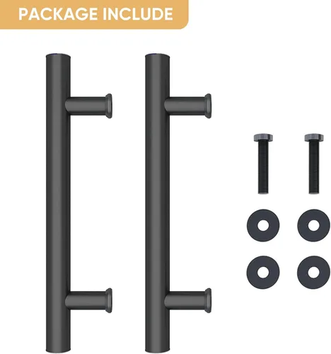 Miniatura 5 de JUBEST Manija de puerta de granero de 12 pulgadas, pasamanos de puerta corredera en forma de H de doble cara, manijas de puerta batiente Negro mate