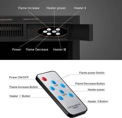 Miniatura 4 de R.W.FLAME - Chimenea eléctrica de 43" con repisa, caja de fuego envolvente de madera, soporte de TV con chimenea eléctrica de pie, control remoto