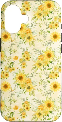 Cute Sunflower Pattern Yellow Pastel Flower Case for iPhone 16