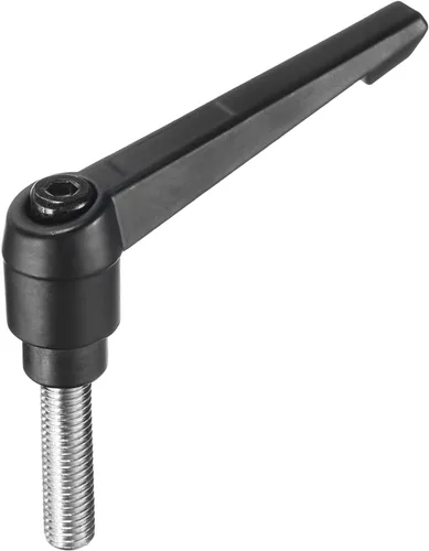 Miniatura 45 de uxcell Manija de palanca de sujeción ajustable M5 x 0.787 in óxido negro métrico acero al carbono macho roscado perillas de mano con botón