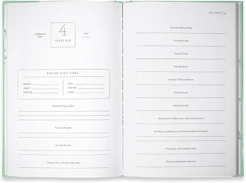 Miniatura 3 de Promptly Journals, Una historia completa de la infancia: desde el embarazo hasta los 18 años (Aloe Green, Leatherette) Libro para bebés y diario