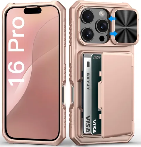 Miniatura 67 de BXYJY Funda tipo cartera para iPhone 15 Pro con tarjetero (4-5 tarjetas) y cubierta deslizante para cámara y soporte, protección contra caídas