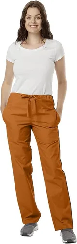 Pantalón médico unisex, ultra suave, clásico, con cordón en la cintura, ideal para profesionales médicos, color naranja quemado, Burnt orange