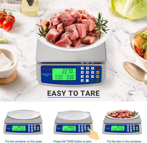 Miniatura 7 de Gran báscula digital de cocina 30KG báscula comercial de alimentos 66LB para hornear pan carne acero inoxidable báscula de cálculo de precios GRIS