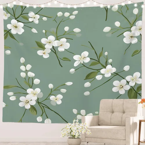 Miniatura 96 de Batmerry Tapiz azul y blanco, tapiz abstracto de pintura azul, negro, gris y blanco, para sala de estar, dormitorio, pared, decorativo, 51.2 x 59.1