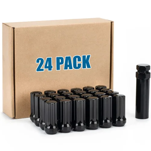 Miniatura 18 de JiiinMiiin 20 tuercas negras de 1/2 x 20 con sintonizador de 6 ranuras, tuerca de bloqueo de 1/2 pulgada a 20 con 1 llave de enchufe de 60 grados