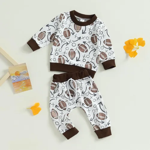 Miniatura 2 de BeQeuewll Ropa para bebé niño de otoño e invierno, 2 piezas, bloque de color, sudadera y pantalones con cuello redondo