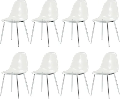 Miniatura 16 de RGZ Juego de 4 sillas de comedor, sillas de acrílico con asiento transparente en forma de cuchara, sillas de comedor transparentes con patas