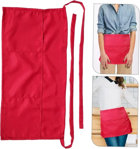 Miniatura 8 de VALICLUD Half Server Apron with Double Pockets Stain and Water Resistant Kitchen Apron for Chefs and Waitstaff Restaurants and Coffee Shops