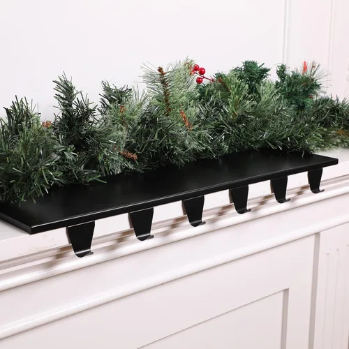 Ceenna Soportes para calcetines de Navidad para manto, ganchos colgantes de metal resistente con 6 ganchos, base de calcetines pesados, adornos de