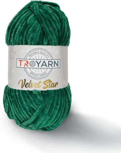 Miniatura 23 de Troyarn Velvet Star (Paquete de 3 Madejas) - Ovillo de felpilla con purpurina plateada para manta de bebé, hilo amigurumi, para ganchillo y tejer