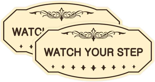 Miniatura 62 de Signs ByLITA Victorian Watch Your Step - Letrero de pared o puerta Material duradero y fácil instalación Señalización de seguridad (negro)