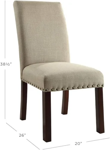 Miniatura 3 de Homepop Decoración del hogar Sillas de comedor clásicas tapizadas Parsons Juego de 2 sillas de comedor decorativas con ribete de cabeza