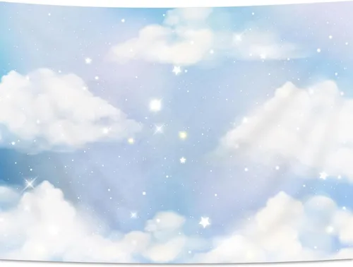 Miniatura 2 de SVBright Fondo de cielo azul de 7 pulgadas de ancho x 5 pulgadas de alto, pancarta de nube blanca de dibujos animados pastel para cumpleaños
