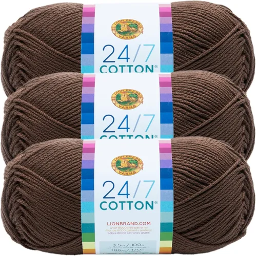 Miniatura 112 de Lion Brand Yarn, Hilo ligero mercerizado de algodón 24/7 para tejer, ganchillo y manualidades, Almirante, 1 paquete, 185 yardas de fibra natural