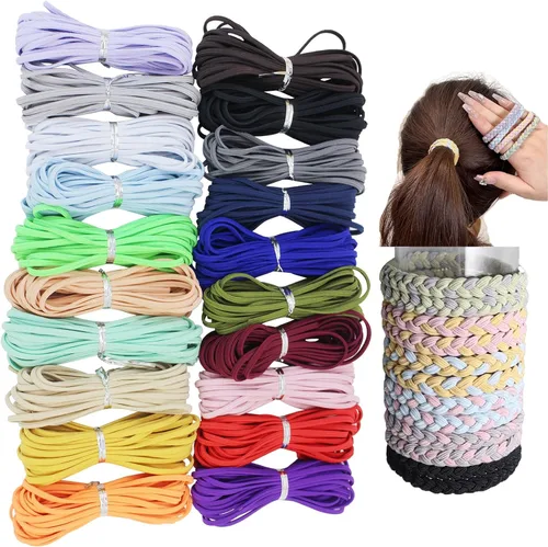 JESEP YONG Bandas elásticas planas de colores de 1/8 de pulgada de doble cara, cordón elástico pesado para coser manualidades, lazos para el cabello