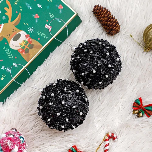 Miniatura 3 de Adornos de bola de Navidad de 4.25 pulgadas, juego de 4 piezas inastillables, decoración de árbol de Navidad, decoración de bodas y fiestas (Negro)