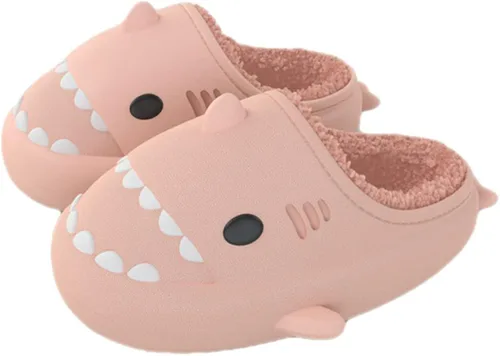 ZICKYO Shark Slides Womens Mens Slippers Waterproof Fuzzy Plush Lining Slip On Winter Kids House Shoes Indoor Outdoor