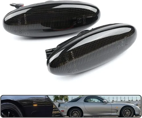 Miniatura 7 de 2 luces LED ámbar RX7 dinámicas secuenciales intermitentes laterales para Maz'da RX7 (FD) PREMACY (CP) 23 (BA) 323 (BJ) 626 (GF/GW), luces