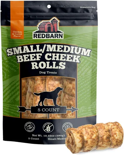 Miniatura 9 de Redbarn Pet Products Rollos de mejillas de res totalmente naturales para perros, mejillas de vaca sin granos, ricos en colágeno, disponibles