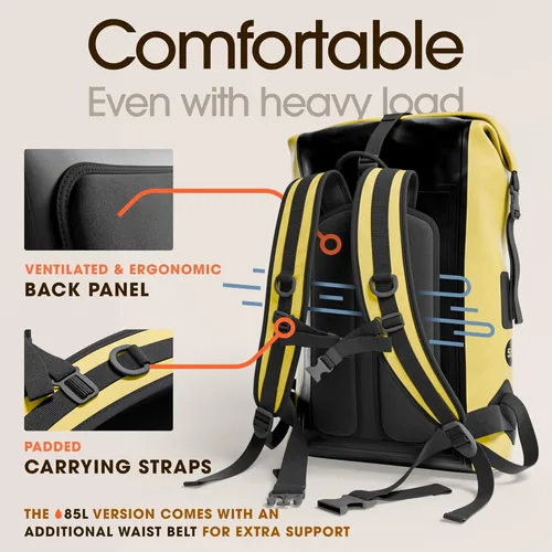 Miniatura 7 de Earth Pak Mochila impermeable - Mochila de senderismo resistente - Bolsa con cierre enrollable - Bolsa seca acolchada con carcasa impermeable