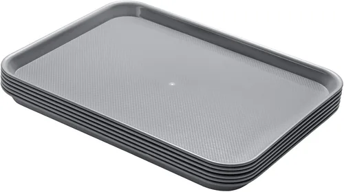 Miniatura 8 de Aebeky Bandejas de plástico para cafetería, bandejas de comida rápida, 13 x 17 pulgadas, juego de 6 (negro)