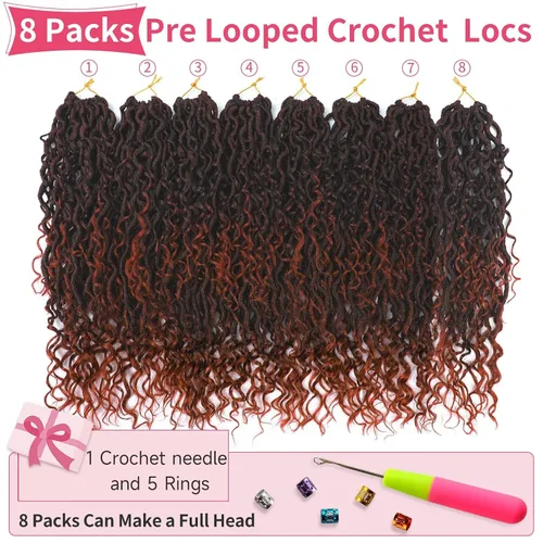 Miniatura 131 de Alicoco Goddess Locs Cabello de Ganchillo 12 Pulgadas 8 Paquetes Rastas Sintéticas de Ganchillo Para Mujeres Rastas Suaves Boho Pre-enrolladas River