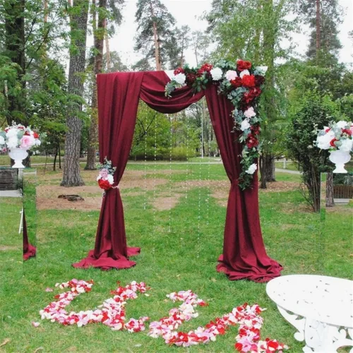 Miniatura 4 de Telón de fondo de gasa rosa de 10 x 8 pies, cortinas de telón de fondo transparentes para arco al aire libre, decoración de fiestas, 2 paneles de 5
