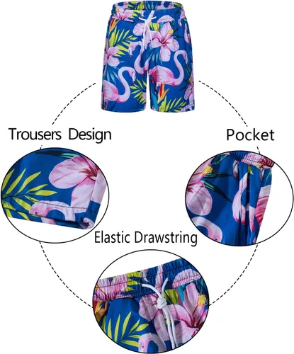 Miniatura 4 de TUNEVUSE Little & Big Boys - Conjunto de camisas hawaianas con botones y pantalones cortos con sombrero de pescador, trajes de verano estampados
