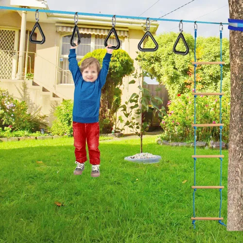 Miniatura 3 de Dolibest Monkey Bars Trapecio Bar Kids Monkey Bars Playground Trapecio Bar Anillos Swing Sets para patio trasero con barras de mono Curso Ninja